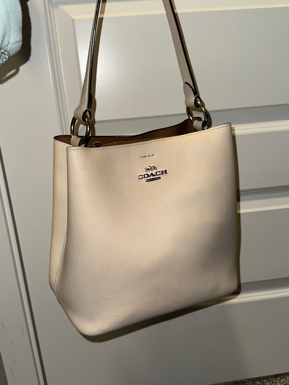 Coach Pebble Leather Shoulder Bag in Light Cream